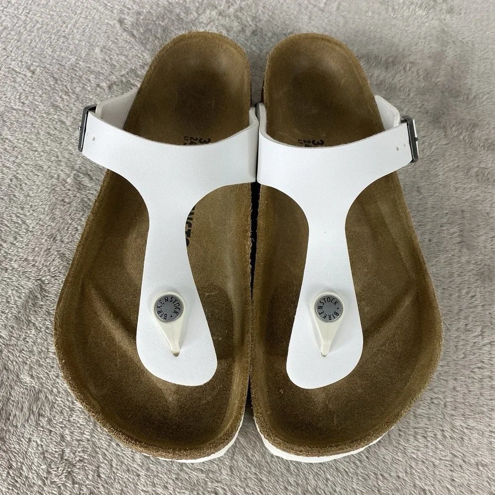 Birkenstock Gizeh Sandals Womens US 9 EU 40 White Birko-Flor Regular Fit NEW